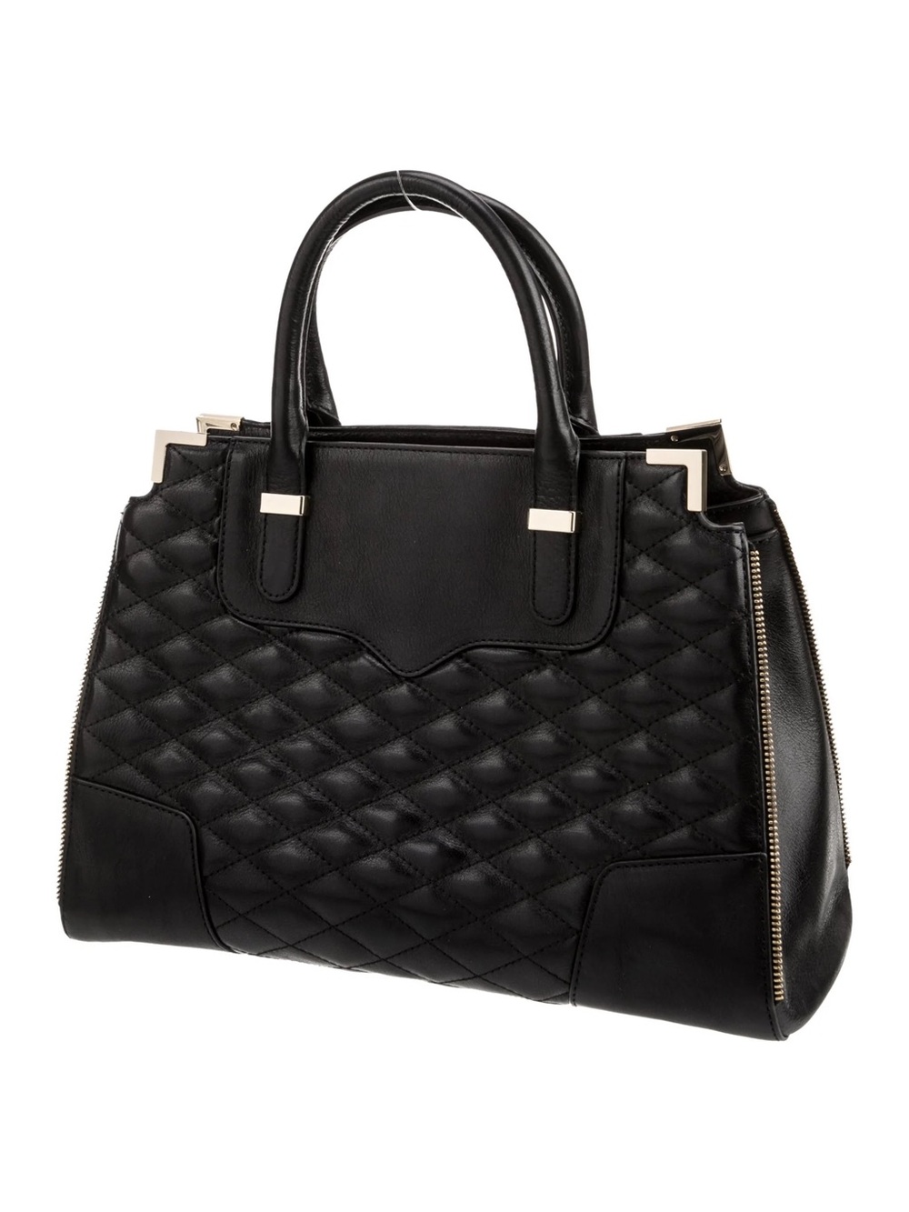 Rebecca Minkoff $345 2015 Amorous Quilted Black Leather Satchel Tote Bag - Picture 3 of 6
